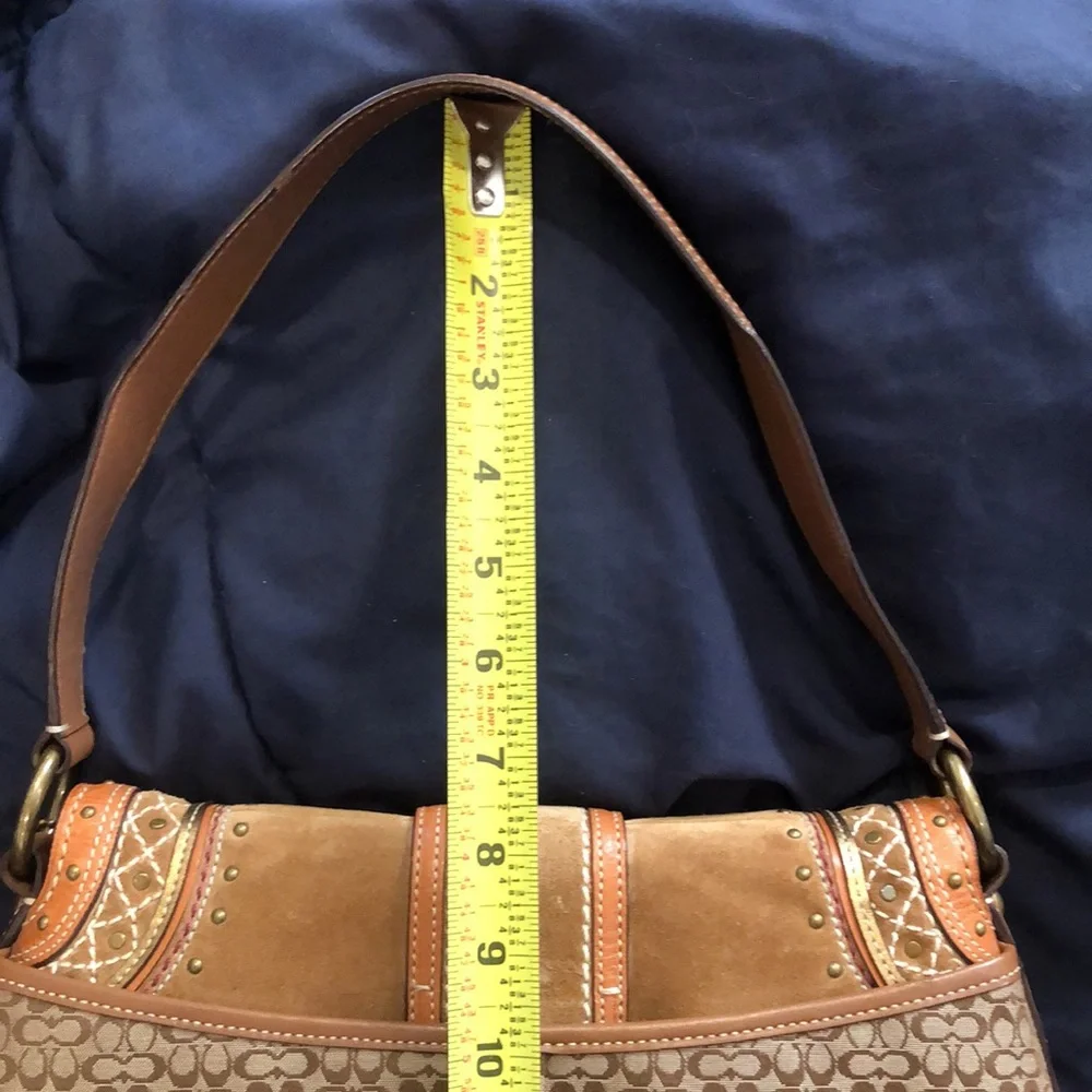 COACH Soho Signature C Jacquard Embroidered Studded Wristlet Shoulder Bag SET - Picture 8 of 17